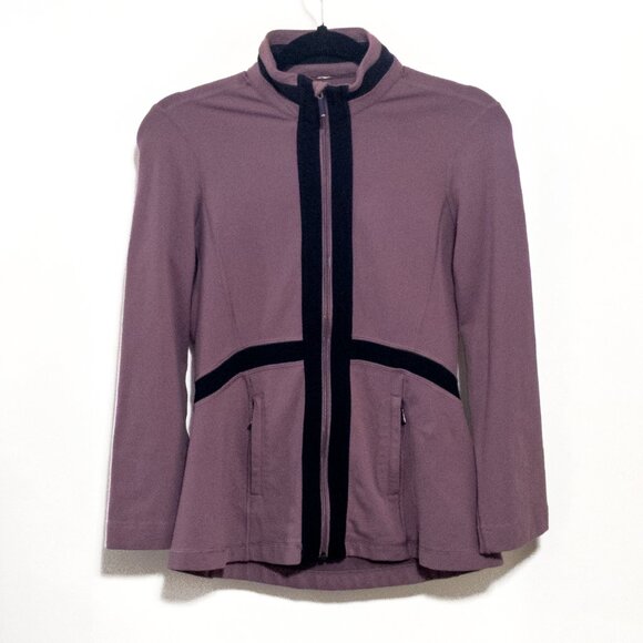 Lululemon Sz 6 Define Full Zip Purple Black Jacket Athleisure Casual Activewear - Picture 1 of 7